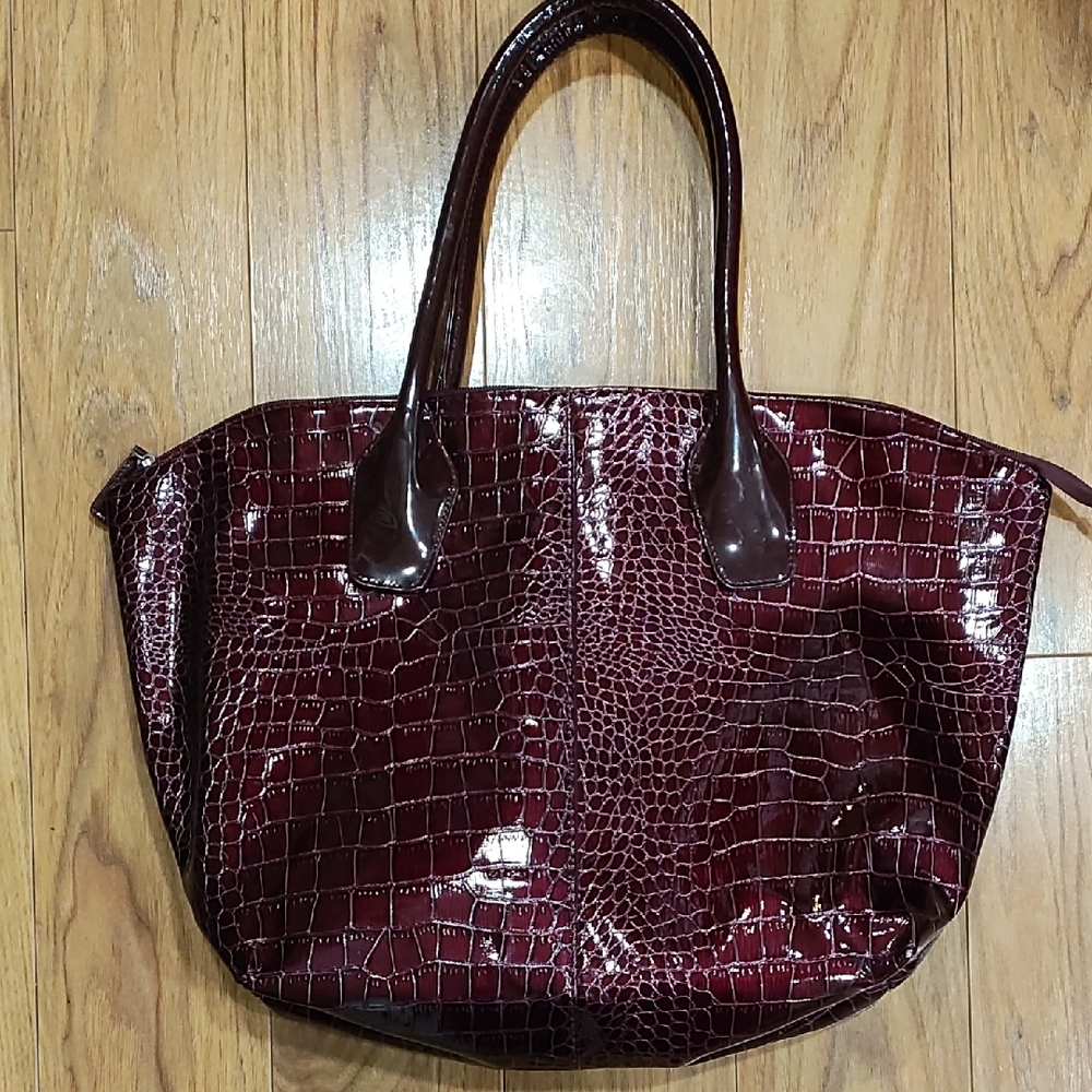 Elegant Burgundy Faux Embossed Tote Bag